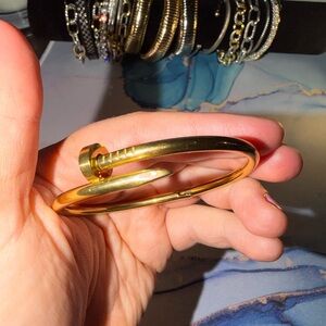 Gold Nail Bangle Clasp Bracelet